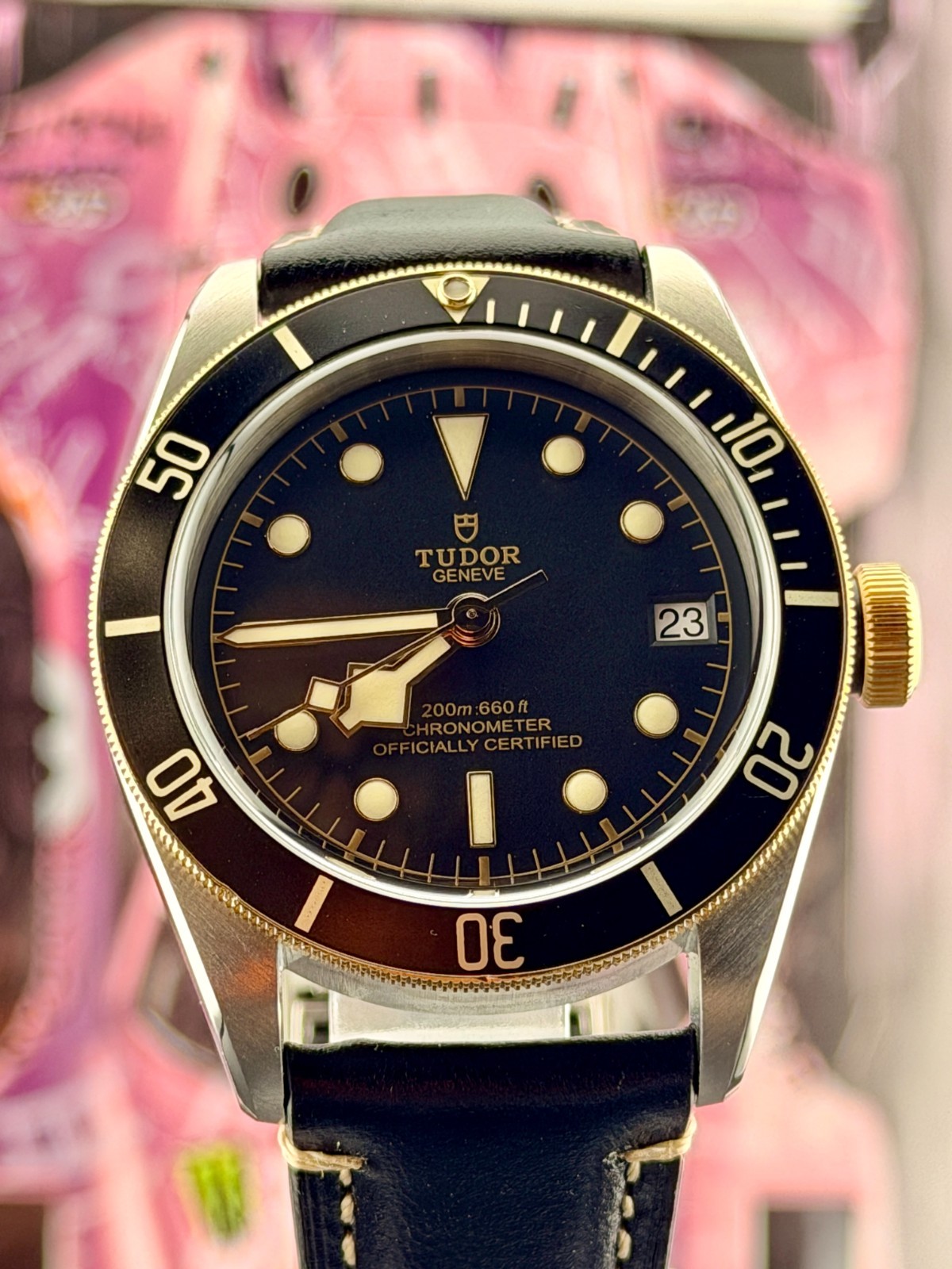 2020 Tudor Black Bay 41mm Steel Gold S&G Leather Strap Watch 79733N B+P