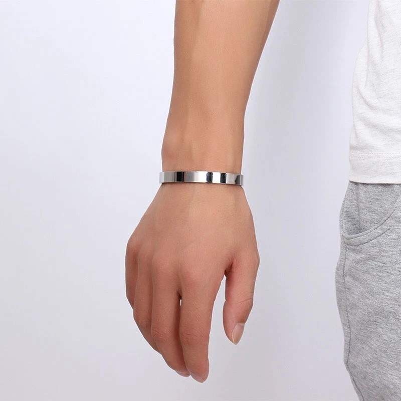 Men’s Fashion Jewelry Gold Silver Or Black Cuff Stainless Steel Bracelet Hot USA