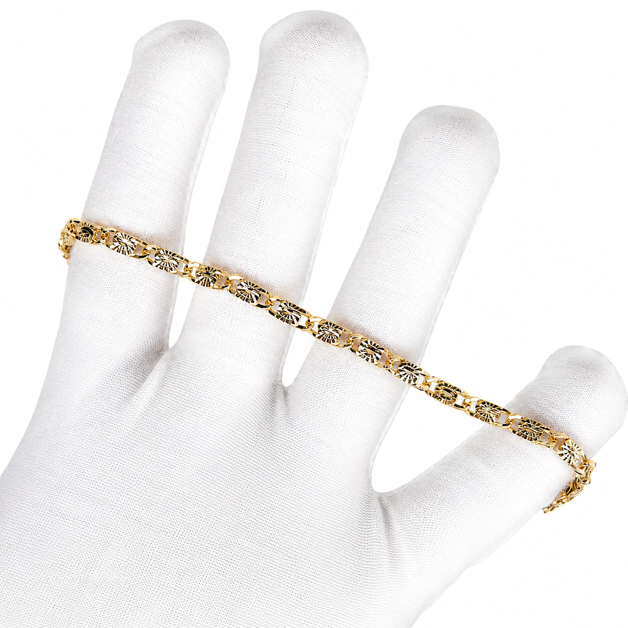 Real Italian 1/200 14K Yellow Gold Overlay Oro Mariner Link Bracelet