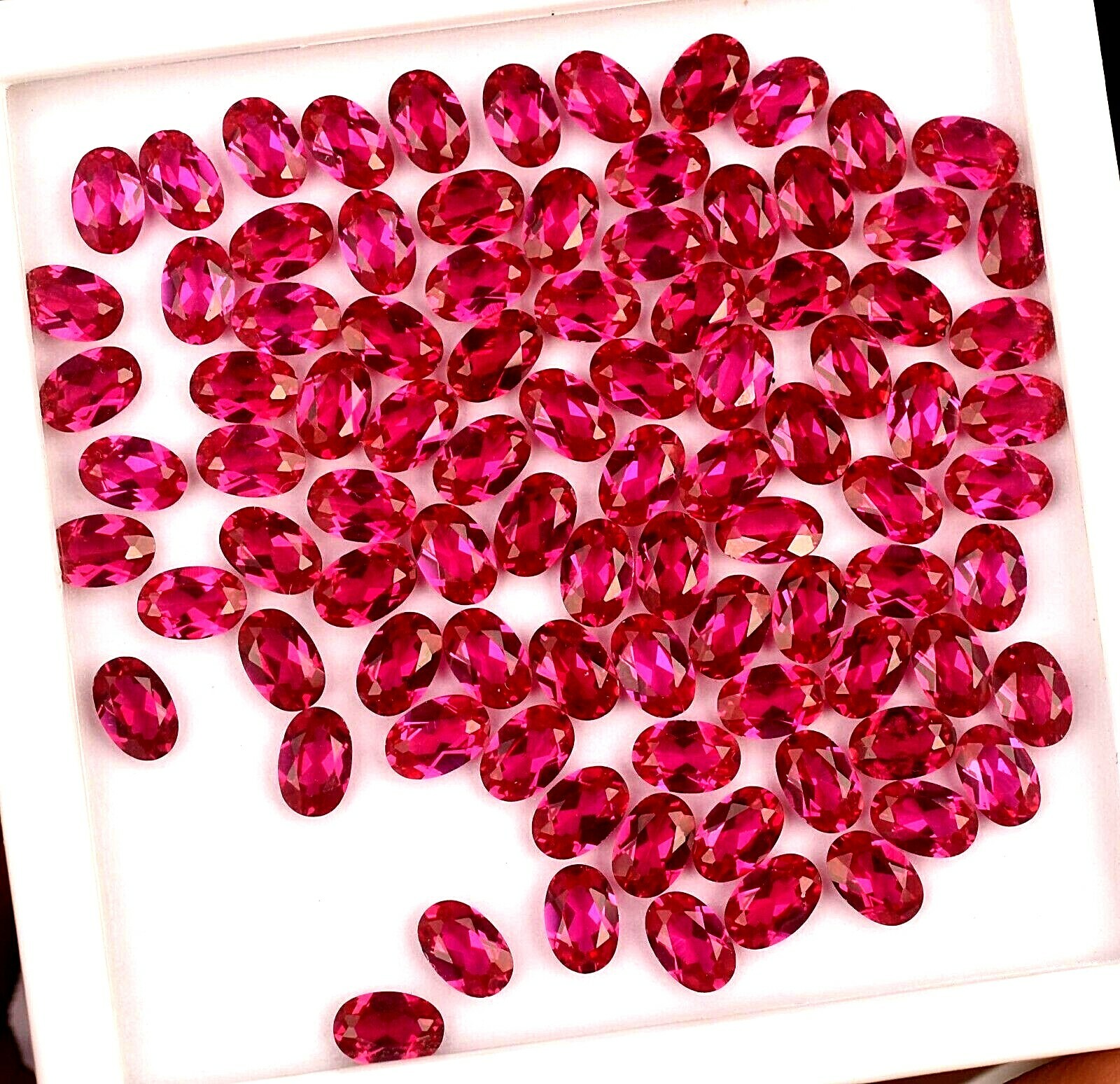 91 Pcs Natural Red Mogok Ruby Oval 6.00 x 4.00 mm Certified Treated Gemstone