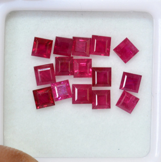3×3 mm Natural Ruby Square Cut Lot 25 Pcs Calibrated Faceted Loose Gemstones