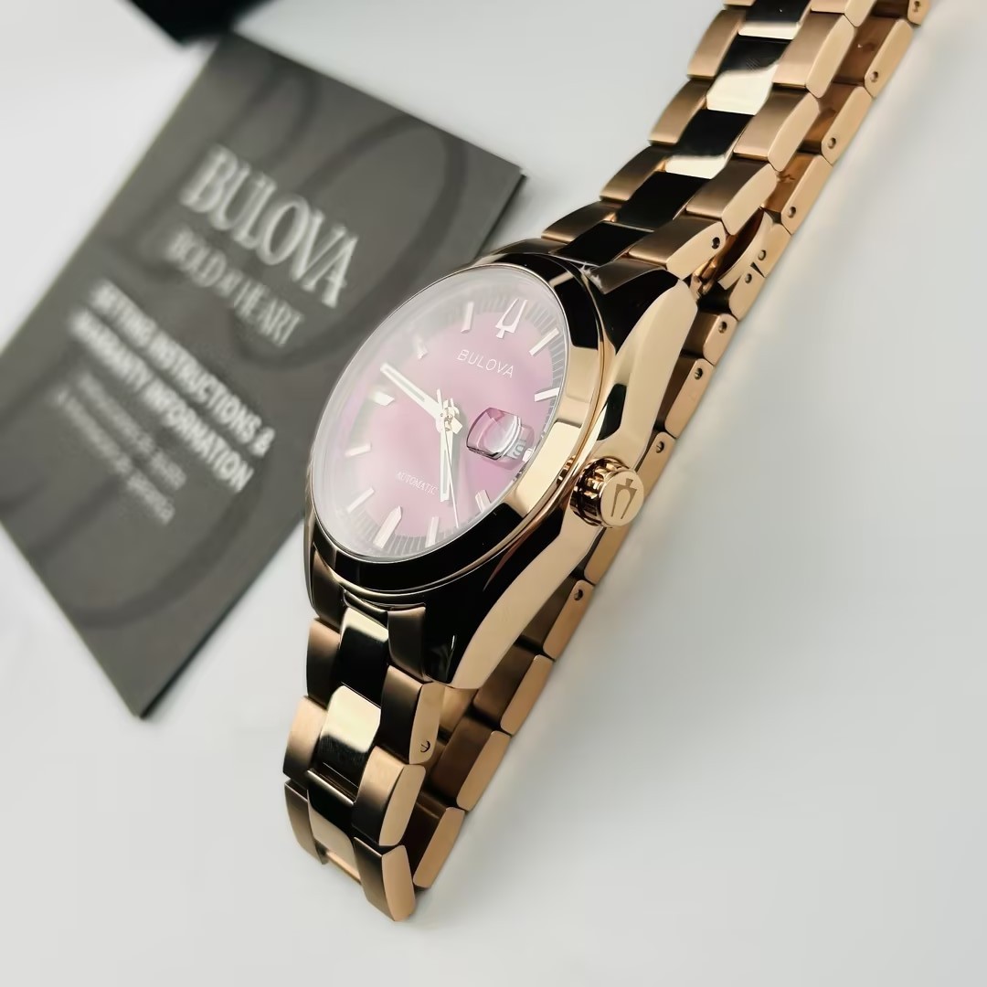 Bulova Classic 97B234 Purple Dial Rose Gold Men’s Watch Surveyor Automatic 39mm