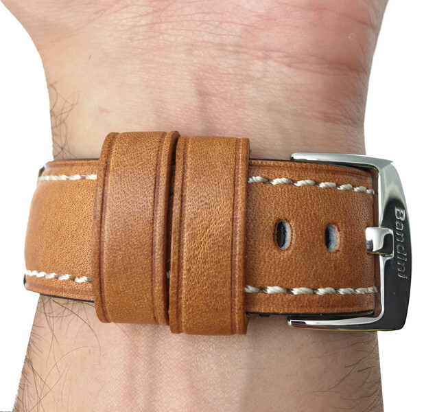 22mm Double Stitch Leather Watch Band Strap for Tissot Chrono XL
