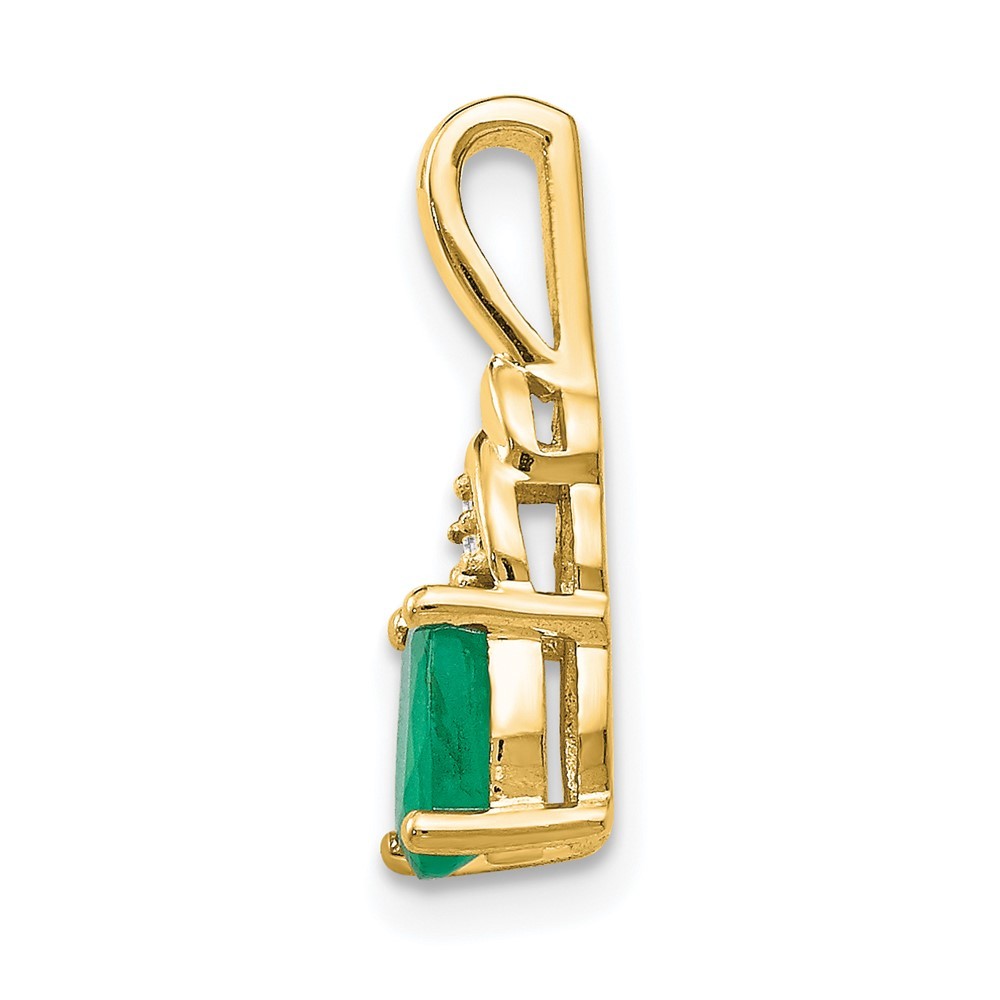 14k Yellow Gold Emerald and Diamond Pendant for Women 0.57g