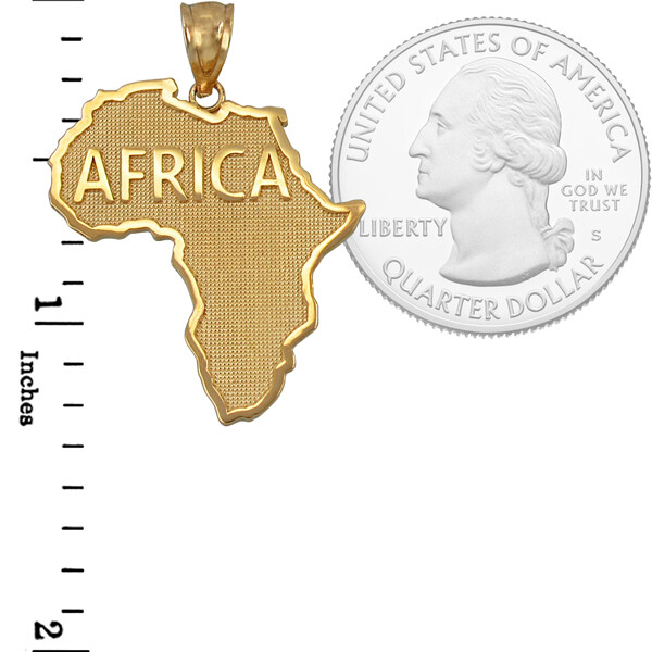 Africa Map Yellow Gold Pendant Necklace