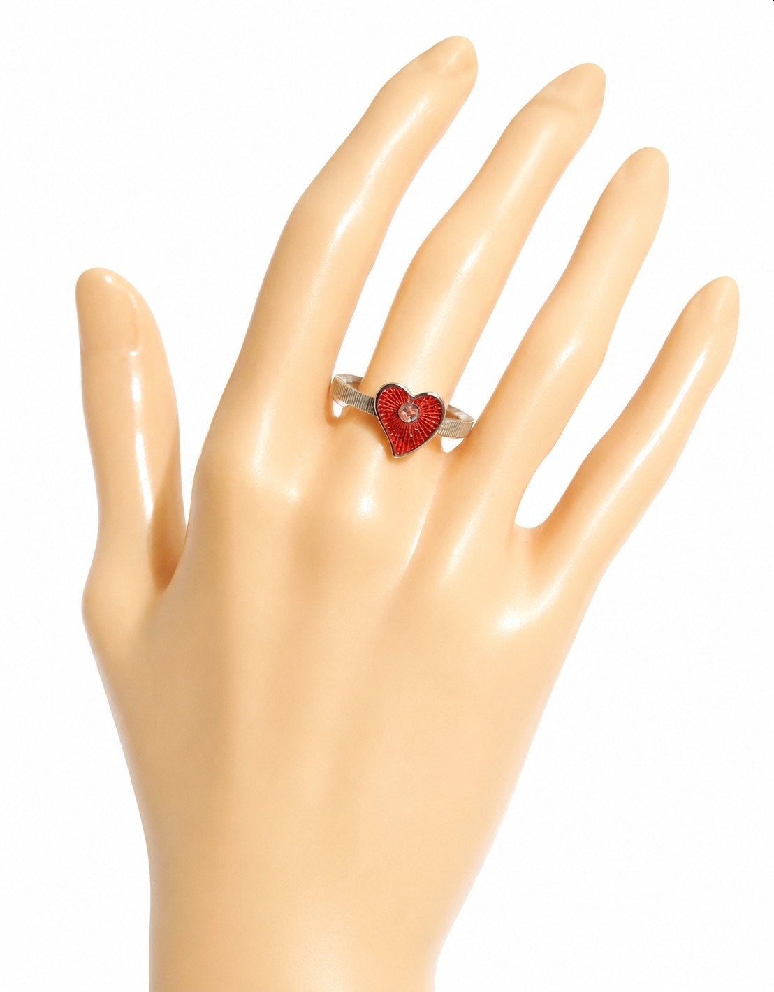 Gucci Sterling Silver Interlocking G Red Heart Enamel Ring sz7 NWT & Box $450