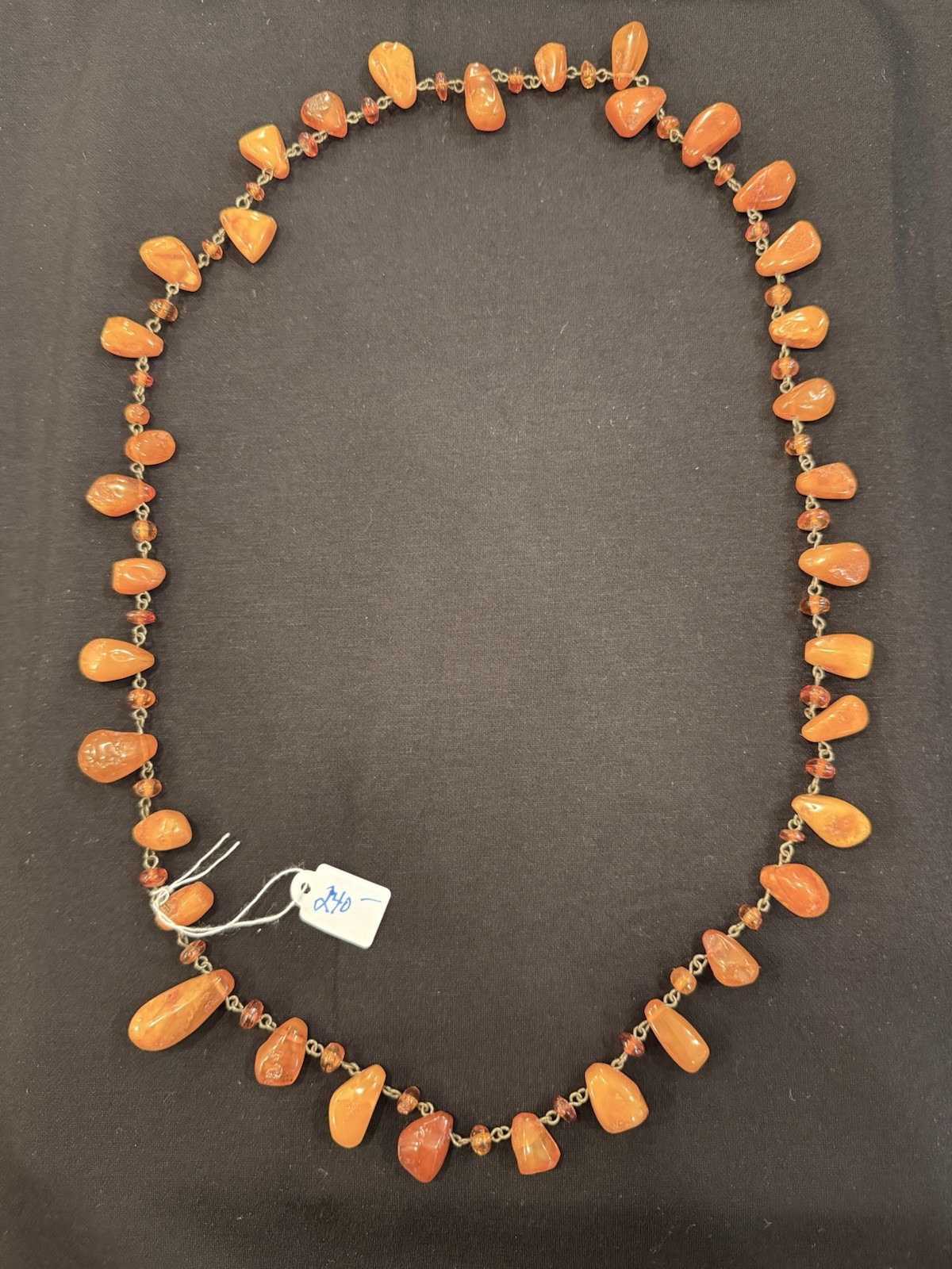 Vintage Genuine Amber Nugget Bead Necklace Honey Cognac Graduated 42g Estate
