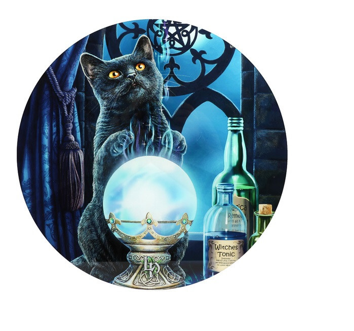 VERY RARE BLACK CAT PSYCHIC WITCH ART Pendant 925 Sterling Silver 20″ Necklace