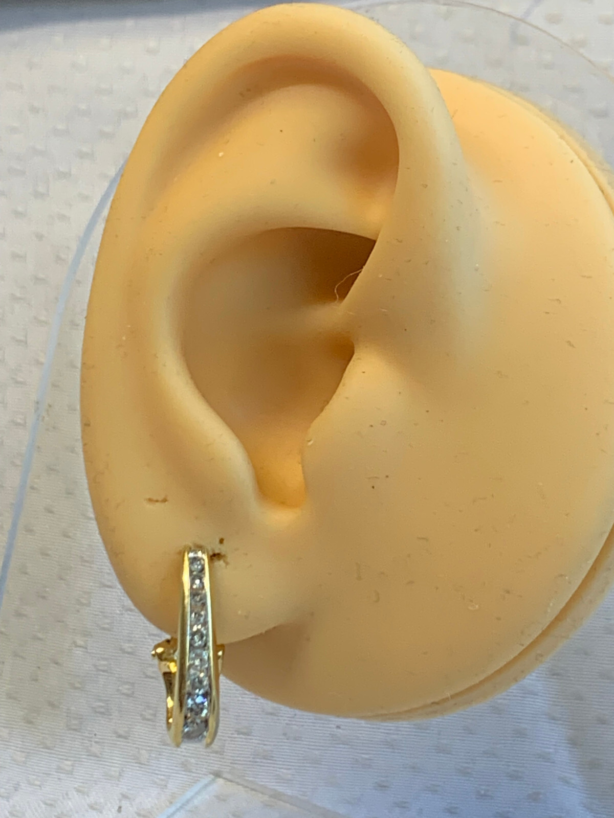 14K Yellow Gold Diamond Earrings 4.82g Fine Jewelry Half Hoop Omega Backs *READ*