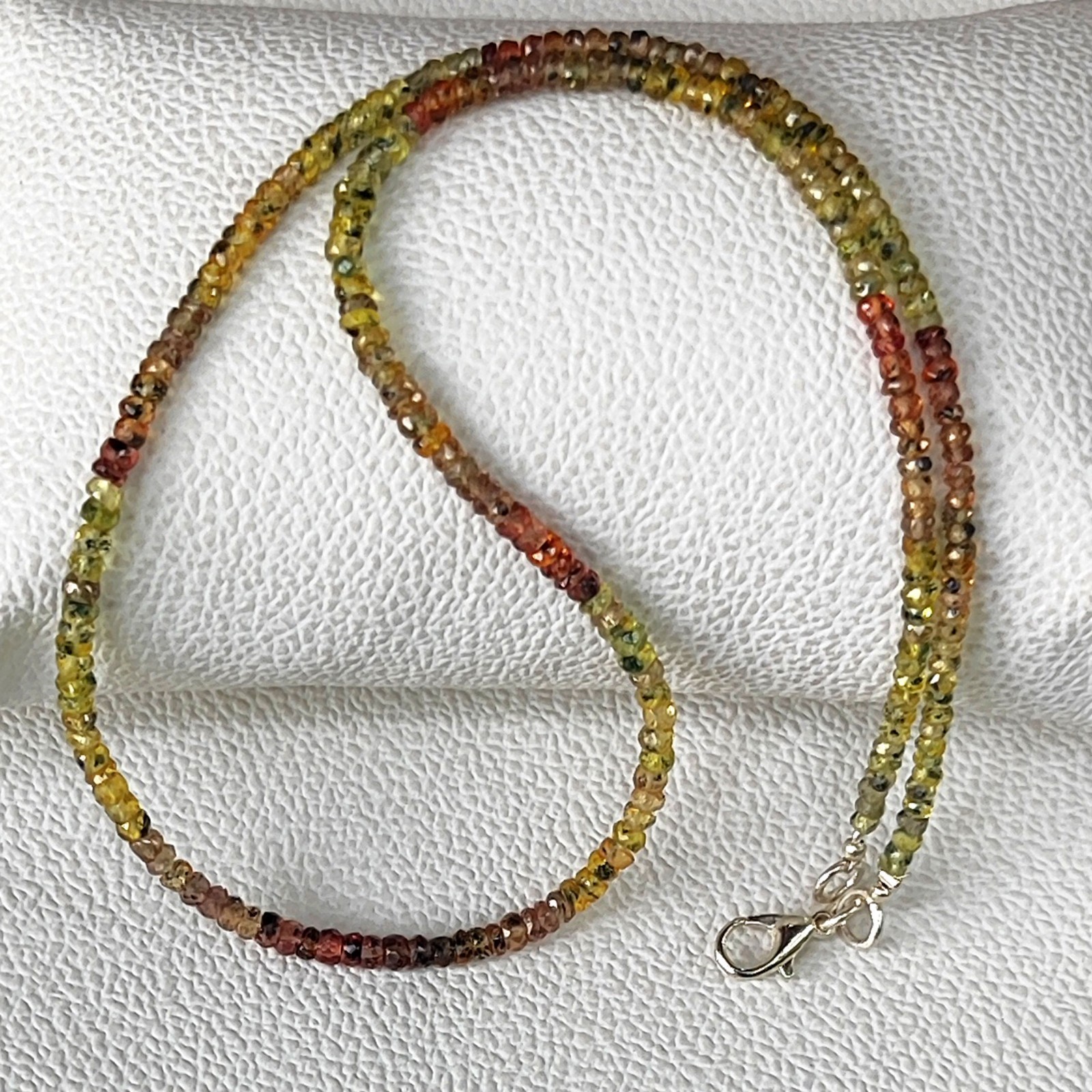 Songea 3.5mm Multi Sapphire Faceted Rondelle Gemstone Beads Necklace 17″