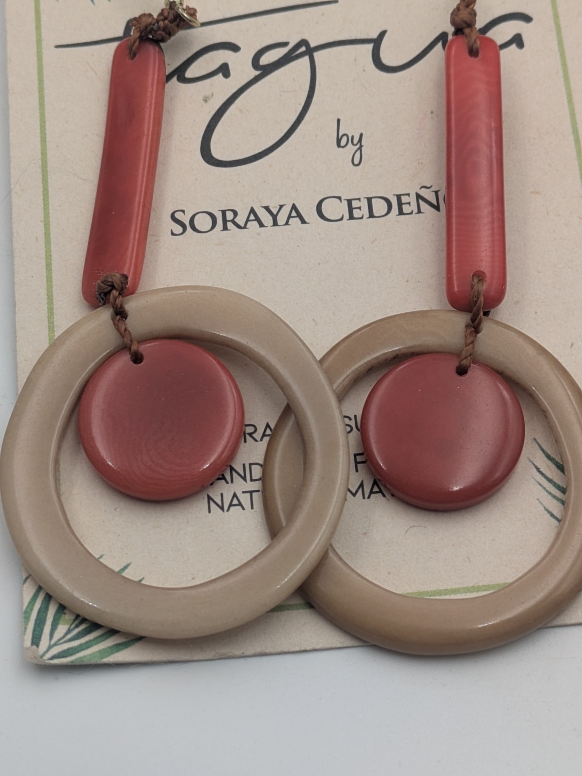 NWT Tagua By Soraya Cedeno Handmade Folk Art Drop Fashion Earrings