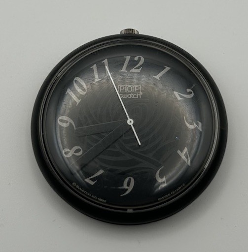 Swatch Pop Watch, Black Dial Mens and Womens Swiss Made Fully Functional New Bat