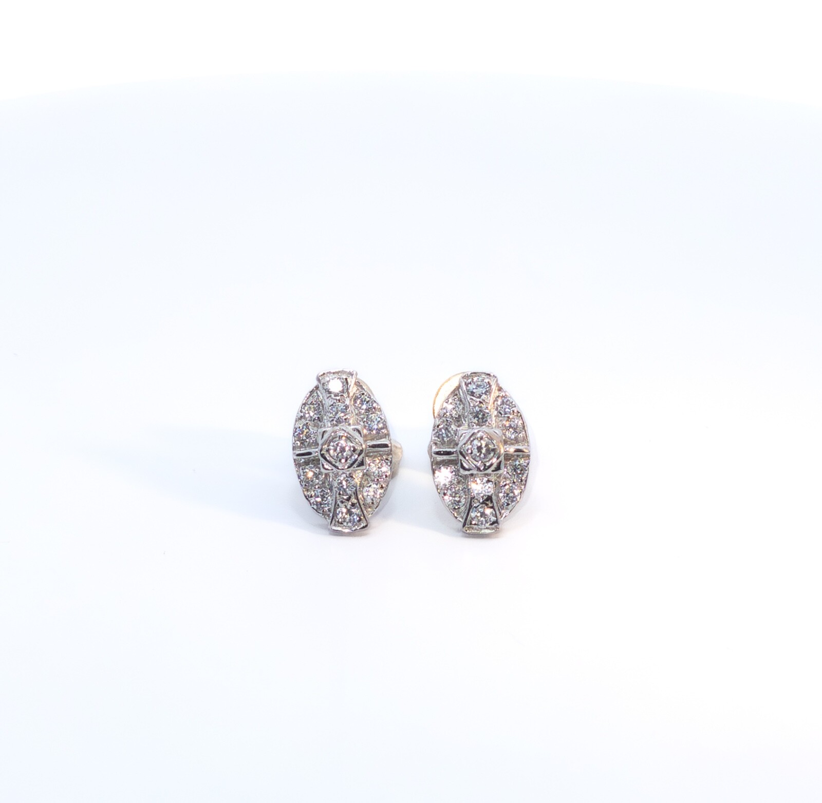 Women’s earrings, gold earrings, stud earrings with zircon, white gold 585 14 KT