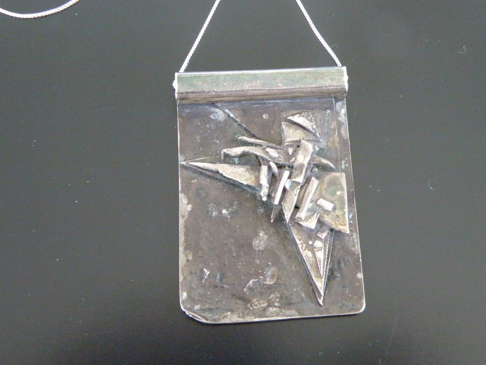 Vintage Brutalist Sterling Silver 925 Studio Huge Pendant Necklace