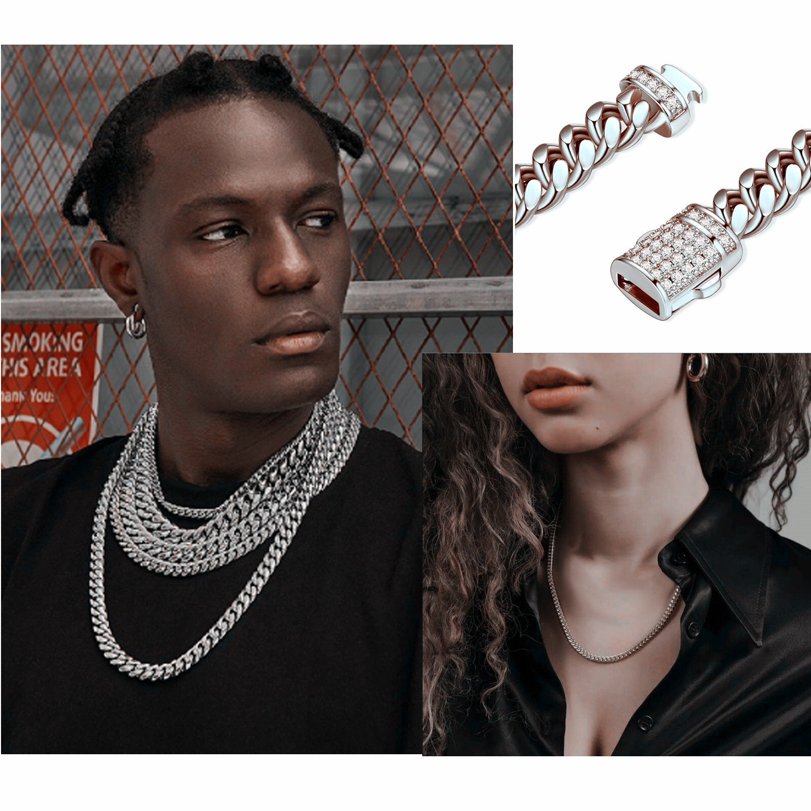 Women Men Silver Tone Stainless Steel Curb Cuban Link Chain Necklace 16-40inch