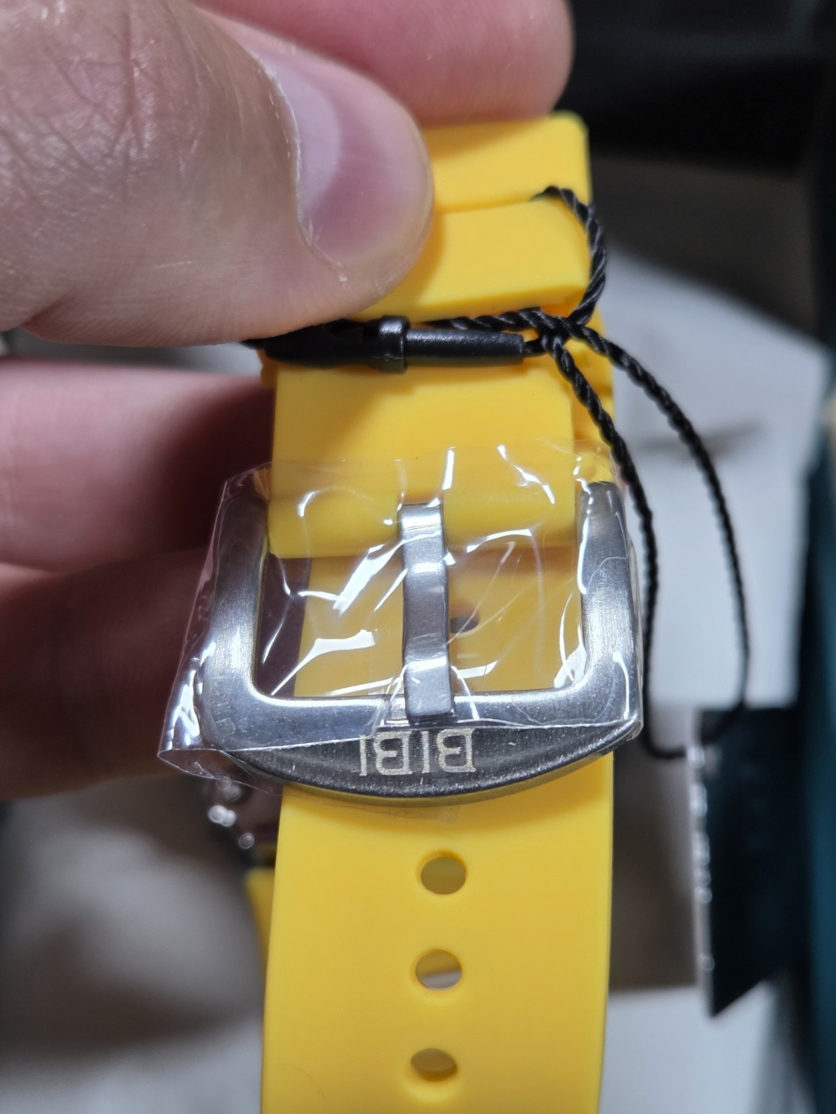 BIBI Luxury Watch BB395 Skeleton Dial Brushed Silver Case, Yellow Silicone Strap