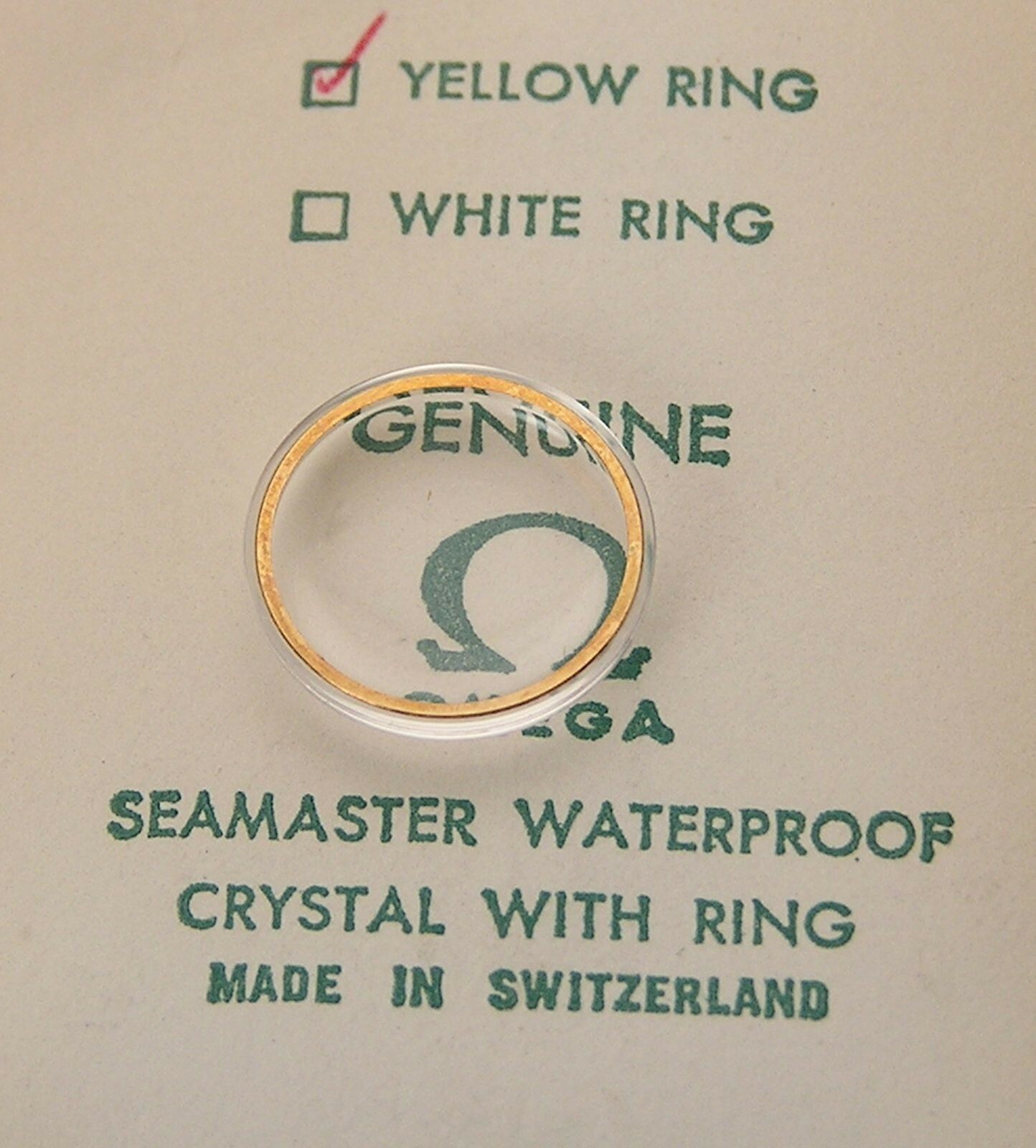 NOS Genuine Packaged Omega w/Logo Seamaster 15.1 mm Watch Crystal Yellow Ring #6