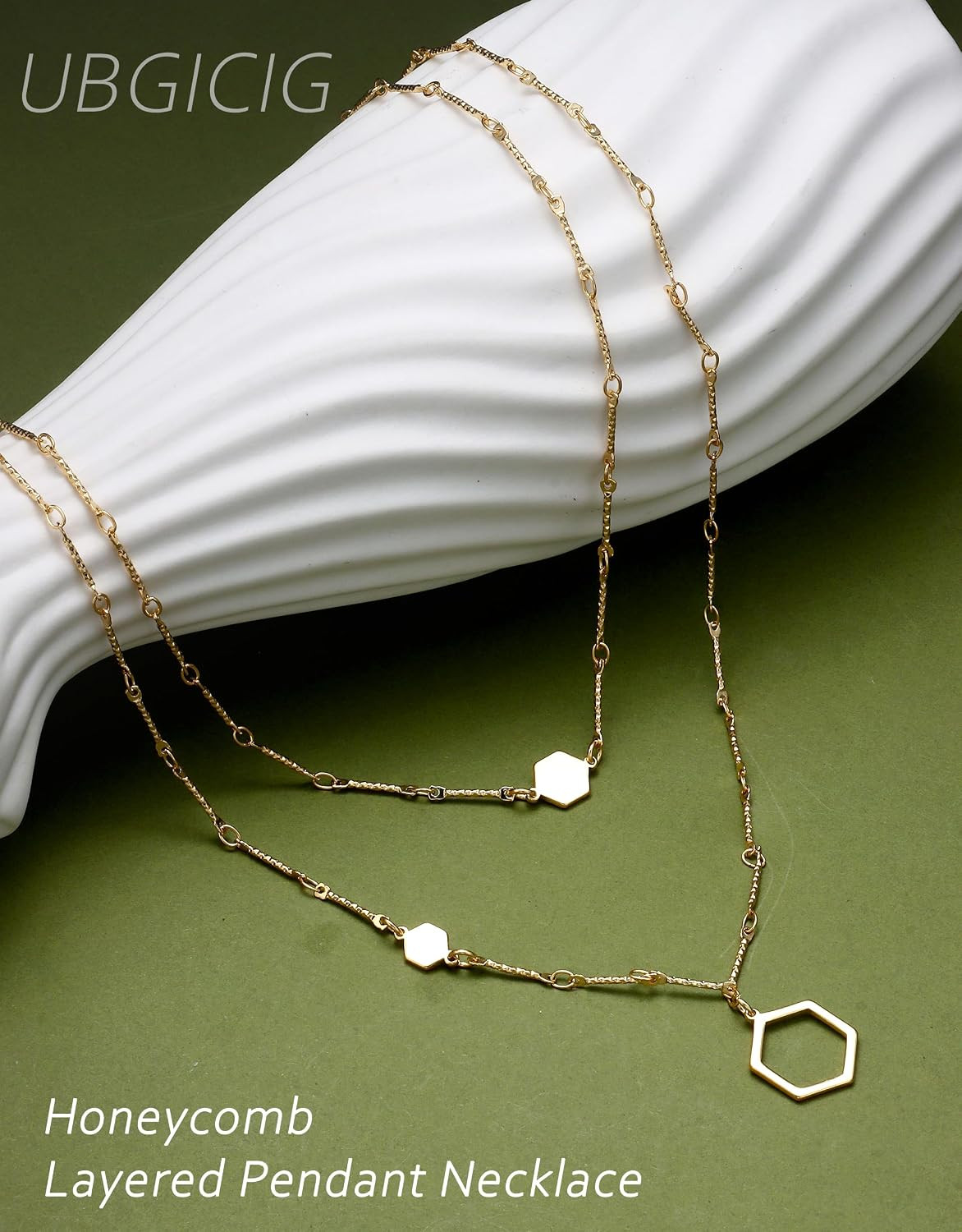 Honeycomb Layered Necklaces for Women Stackable, Dainty Layering Pendant Necklac