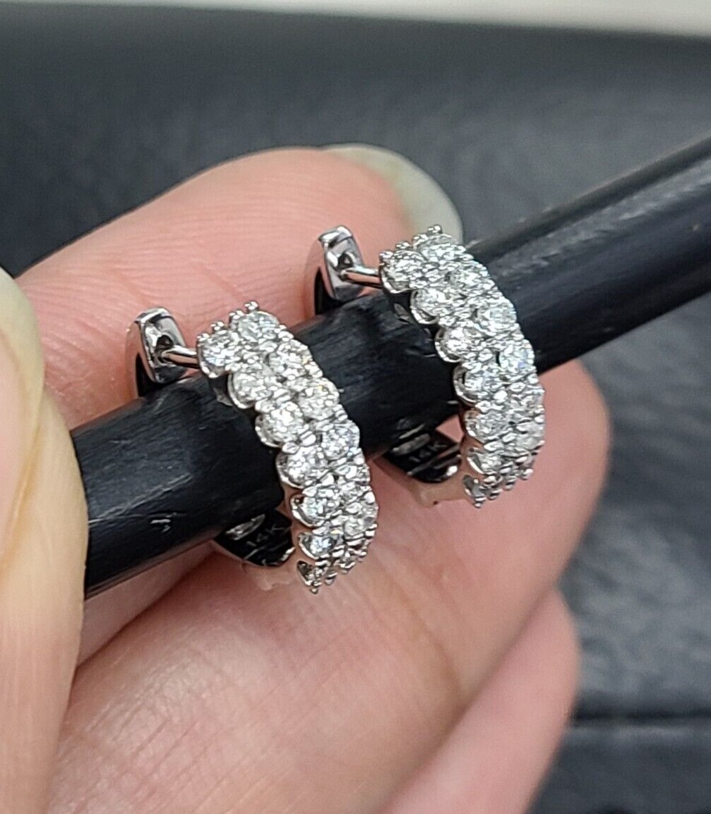STEAL DEAL! 0.70 Carat Natural Round Diamonds Hoops Huggies Earrings in 14k Gold