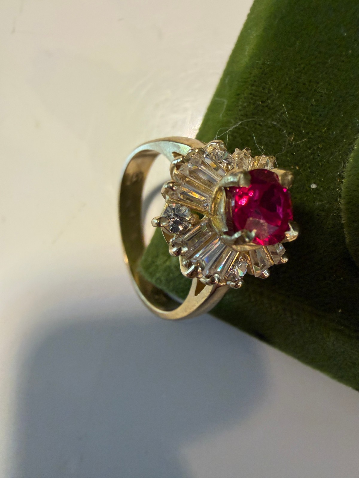 Vintage SOLID 10KT BJM Gold Stamped Red Size 8 Ring 4.71g NOS NOI!