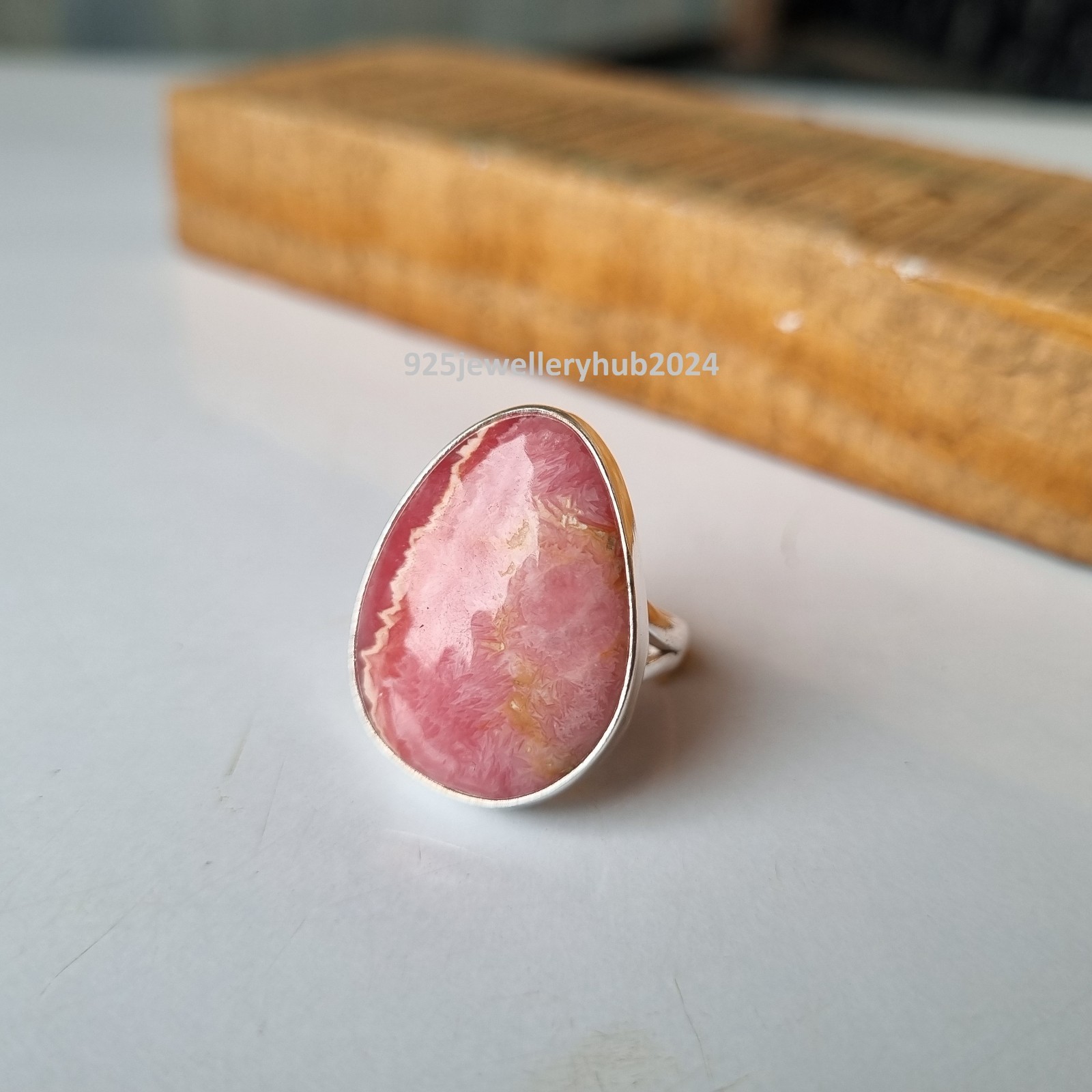 Natural Rhodochrosite Gemstone Ring 925 Sterling Silver Anniversary Ring PG6693