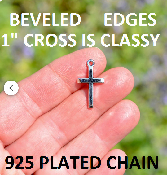 SMALL BEVELED CROSS PRAY FAITH Pendant On 18″ 925 Sterling Silver Necklace Men