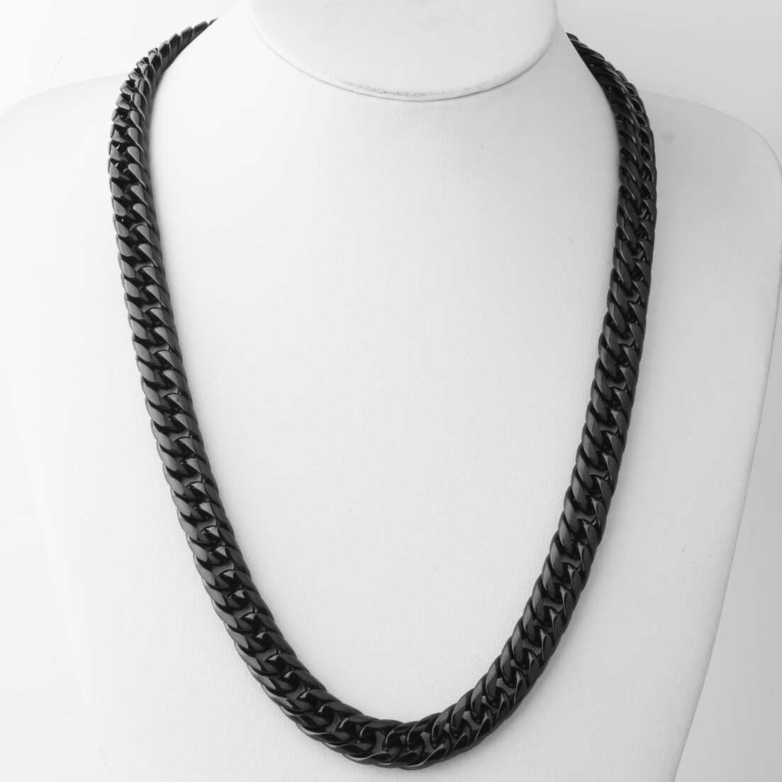 9/11/13/16/20mm Mens Cuban Curb Black Necklace Stainless Steel Link Chain 7″-40″