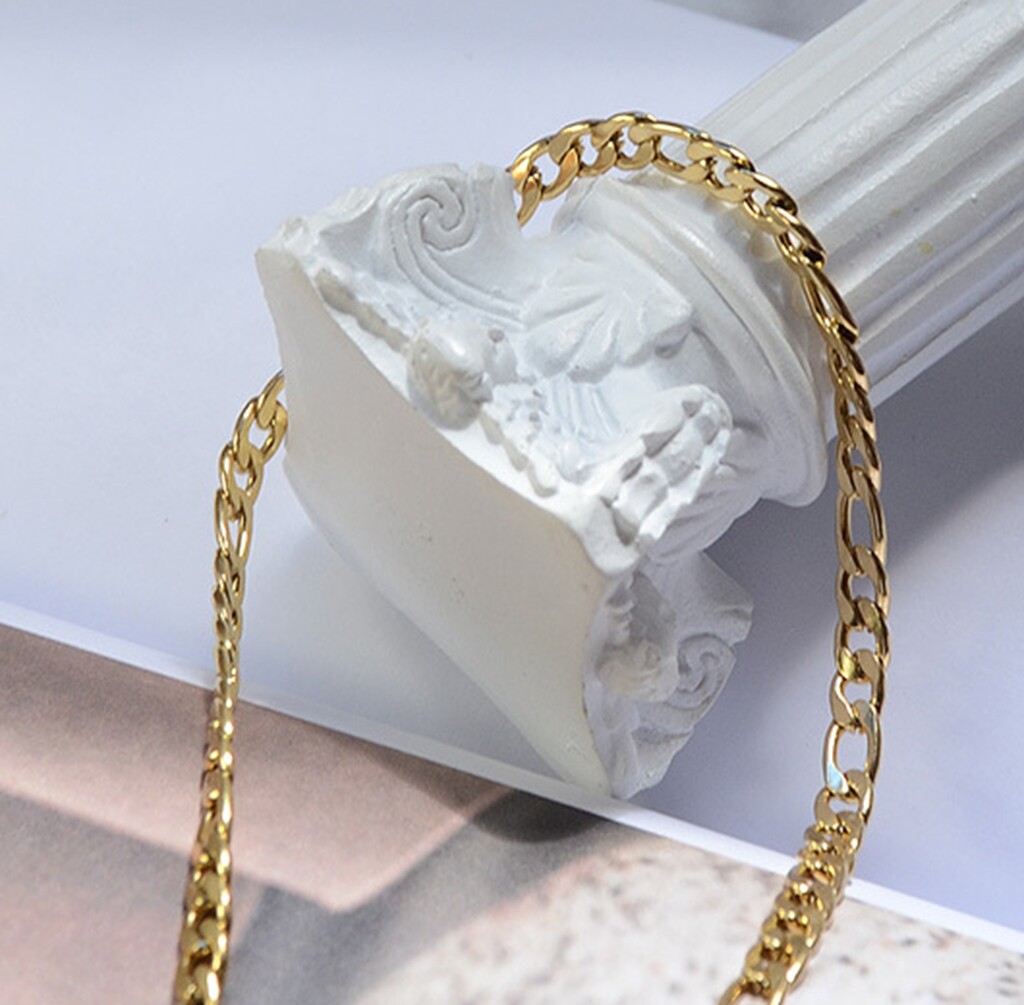 Women Girl Titanium Stainless Steel 3.5 mm Figaro Chain Anklet Bracelet 8-9.75″