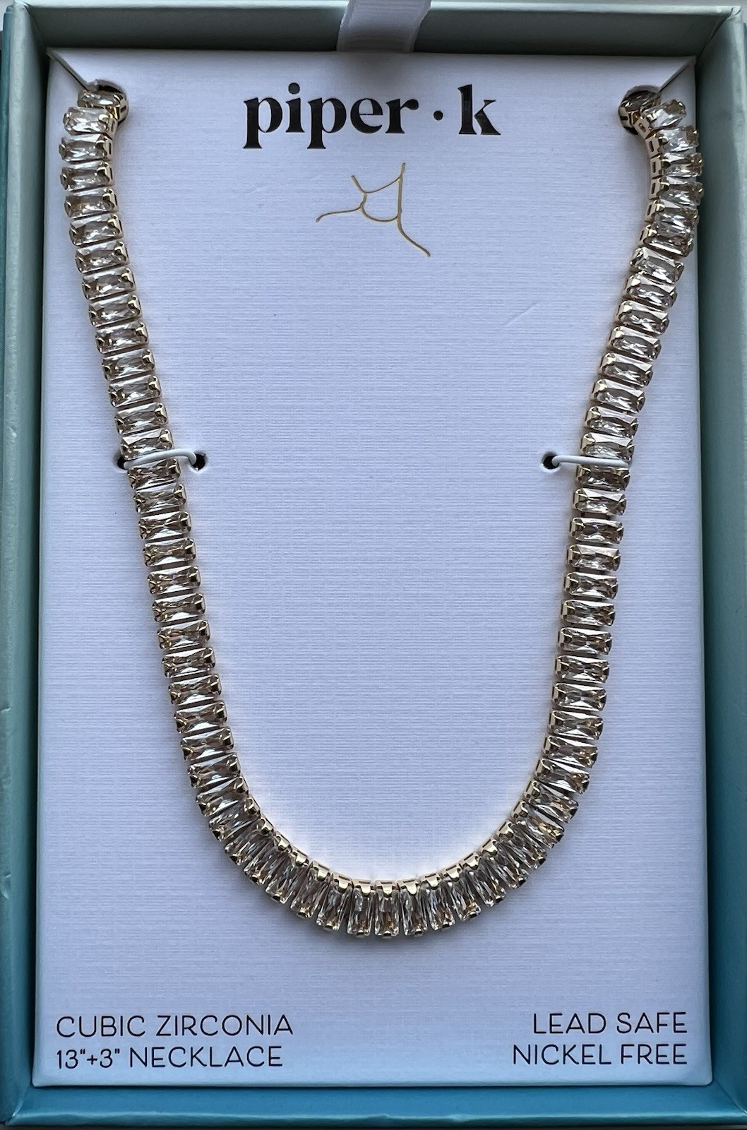 Piper K Gold Tone Plated Cubic Zirconia Choker Necklace