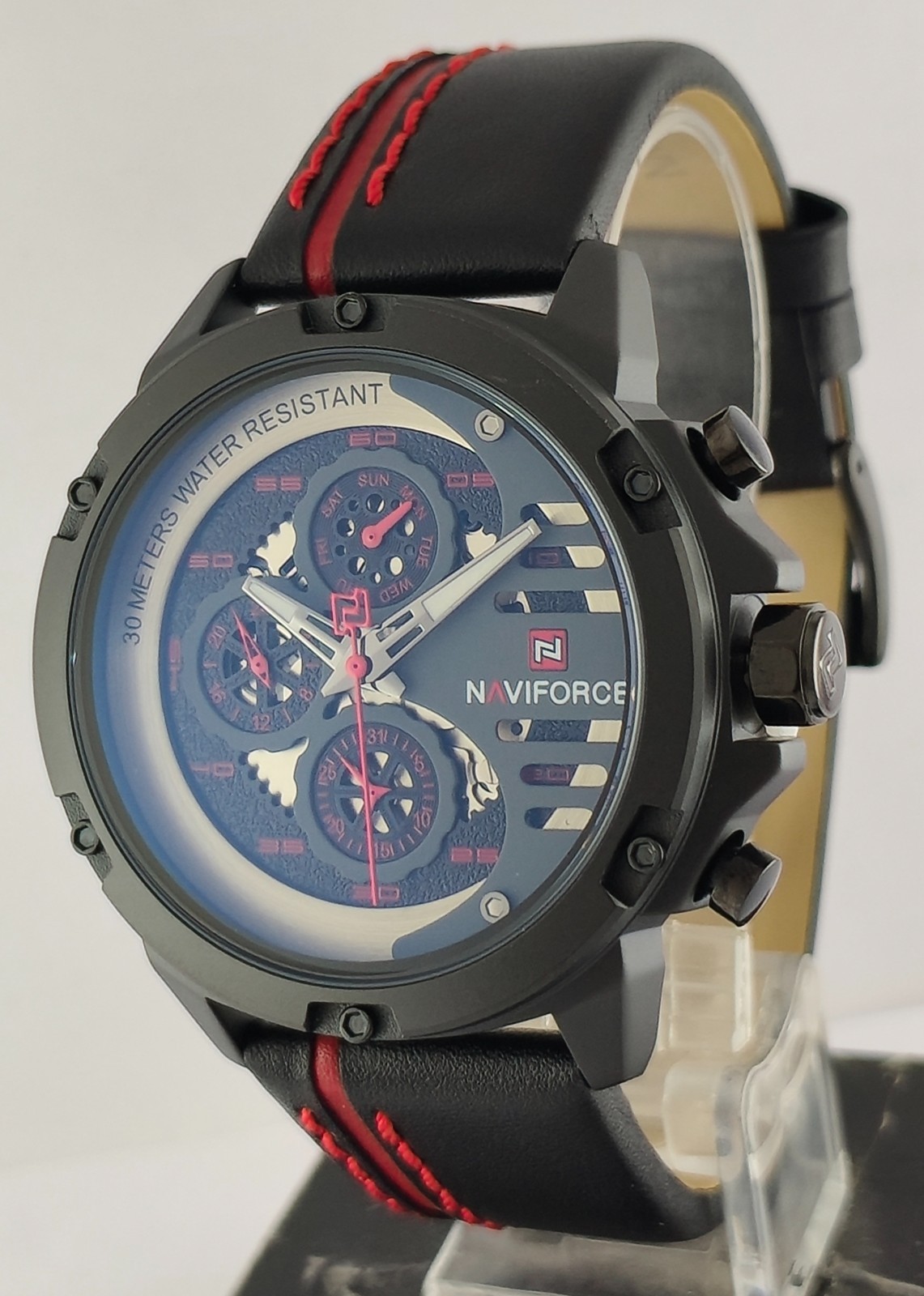 Naviforce Quartz Chronograph Grey Dial Date & Day Great Working Men Wristwatch
