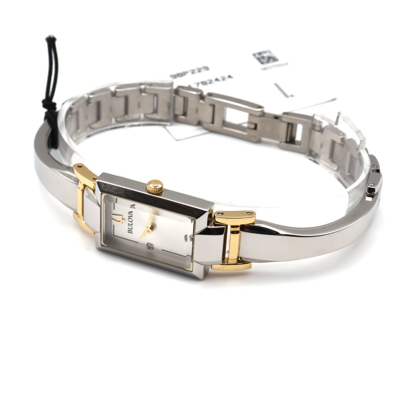 Bulova Diamond Womens Watch Silver Dial Crystal Markers Two Tone 98P229