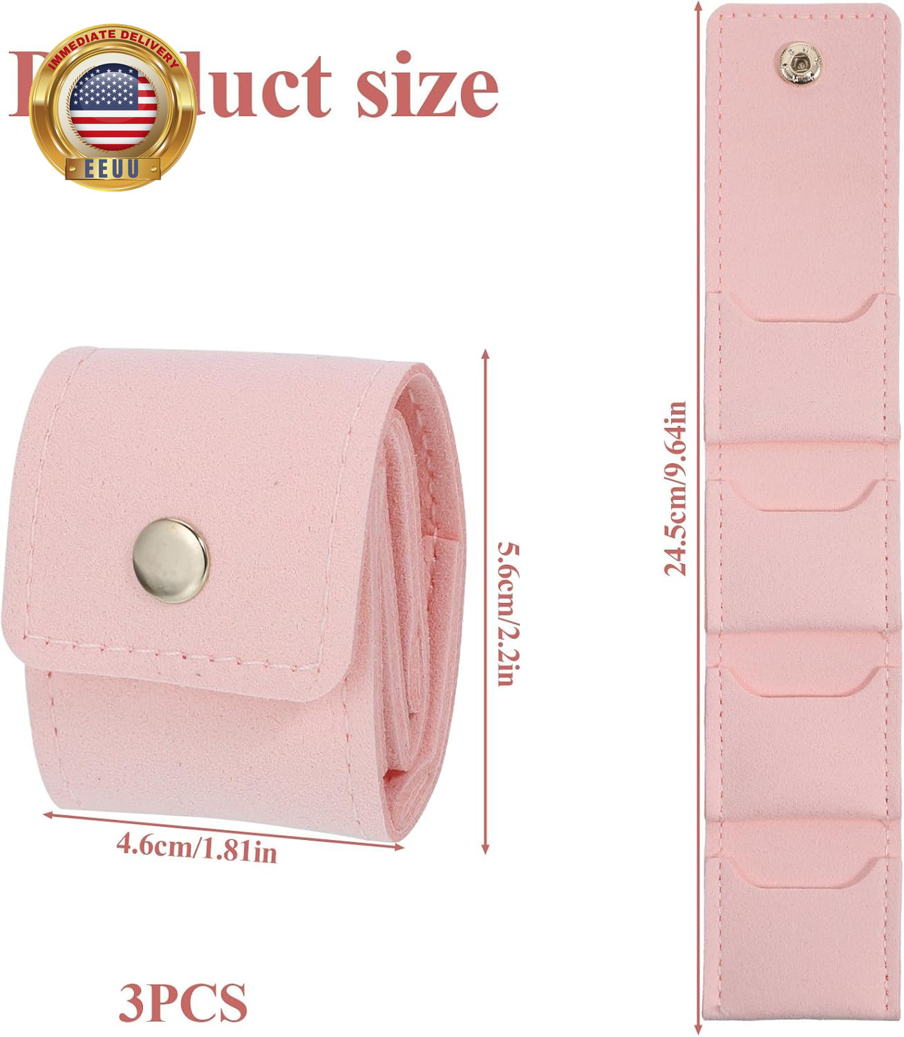 3Pcs Mini Travel Jewelry Bag, Jewelry Roll Bag with Buckle Earrings Storage Box