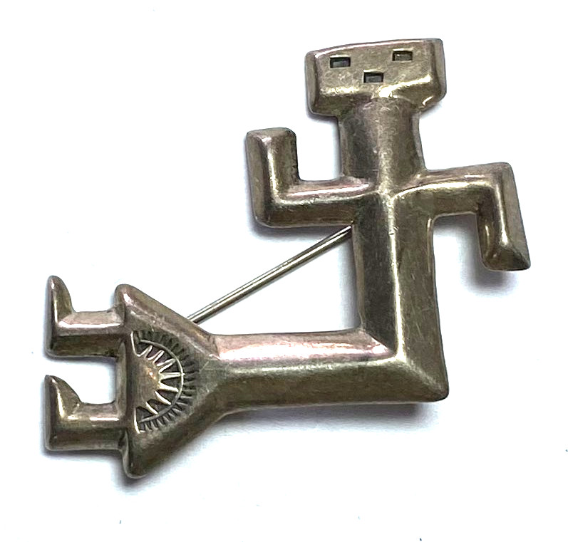 Sterling Silver Frances Jones Rainbowman Brooch Pin 40mm x 32mm
