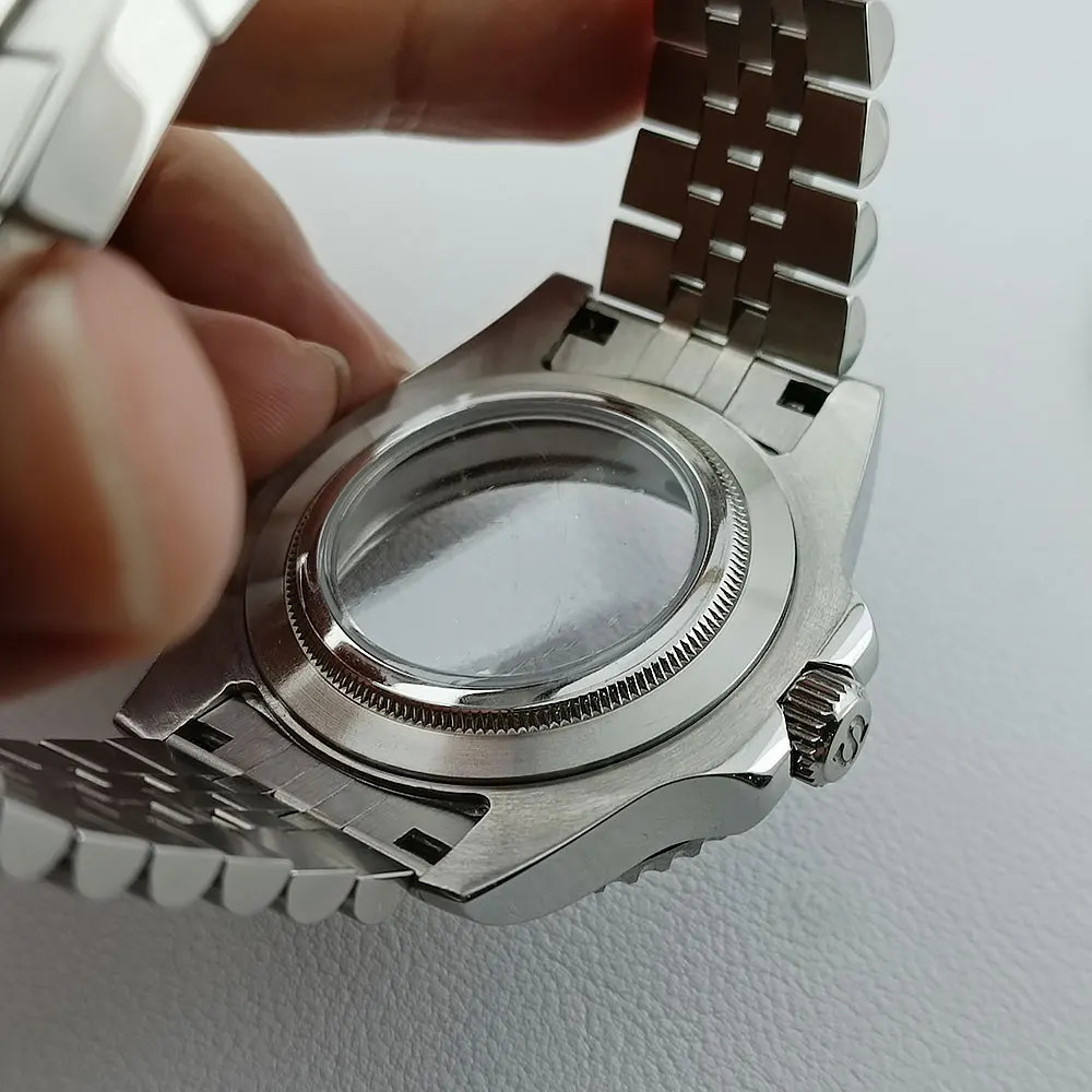 Watch Case 40.5mm Silvery Full-Body Mirror Finish Sapphire 28.5mm Dial For NH35