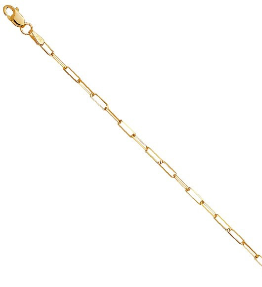 14K Solid Gold Paperclip 2mm Link Chain Necklace, 14k Real Solid Gold – CH571