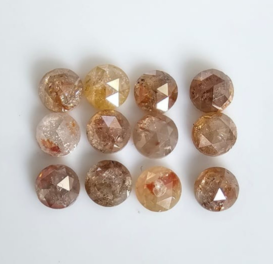 Reddish Round Rose Cut Natural Diamond 3mm to 4mm (12pcs) for Jewelry