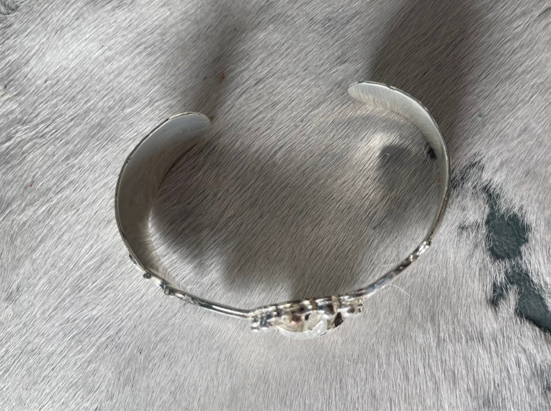 Western Womens Bracelet 7 x 1 in Star Silver Cuff Cowboy Open Cut Adjustable