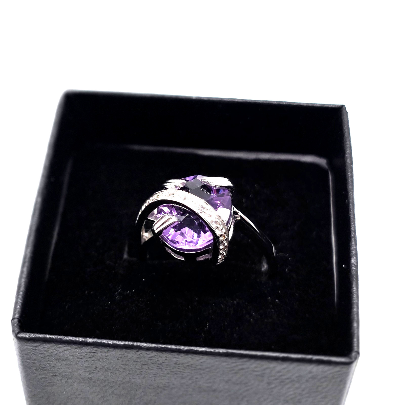 Women White Gold Rhodium Over Solid Sterling Silver 4.38 CTW Purple Amethyst