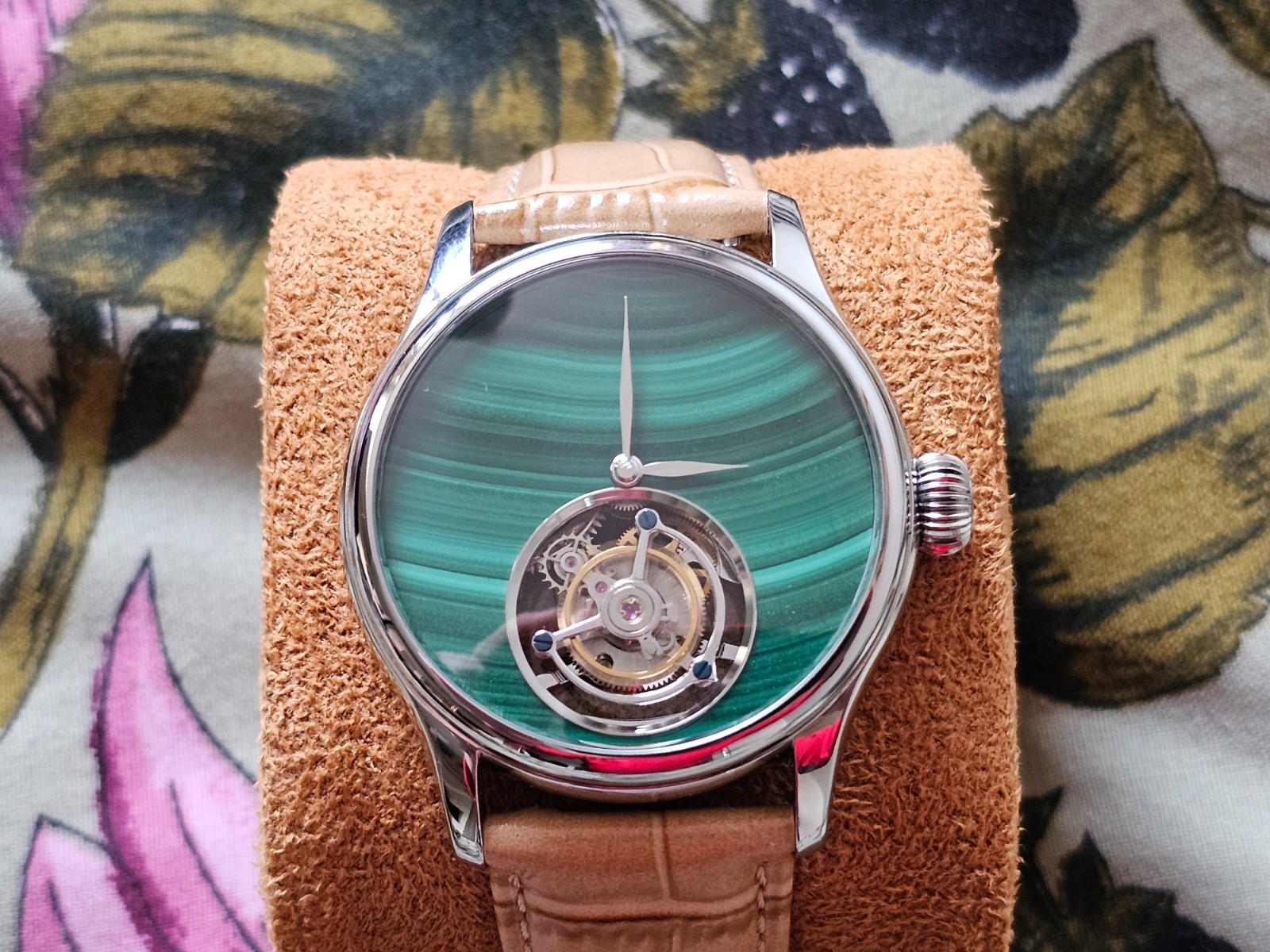 Merkur Malachite Dial Tourbillon Manual Wind Watch