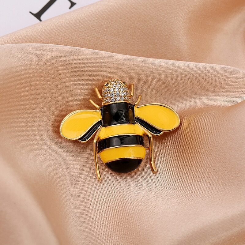 Cute Rhinestone Bee Brooch Women Party Accessories Insect Pearl Brooches