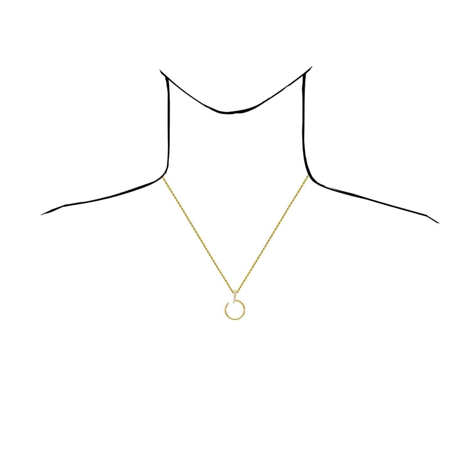 Simulated Diamond 14K Yellow Gold Twisted Curved Nail Spike Pendant 1.3″ 1.4″