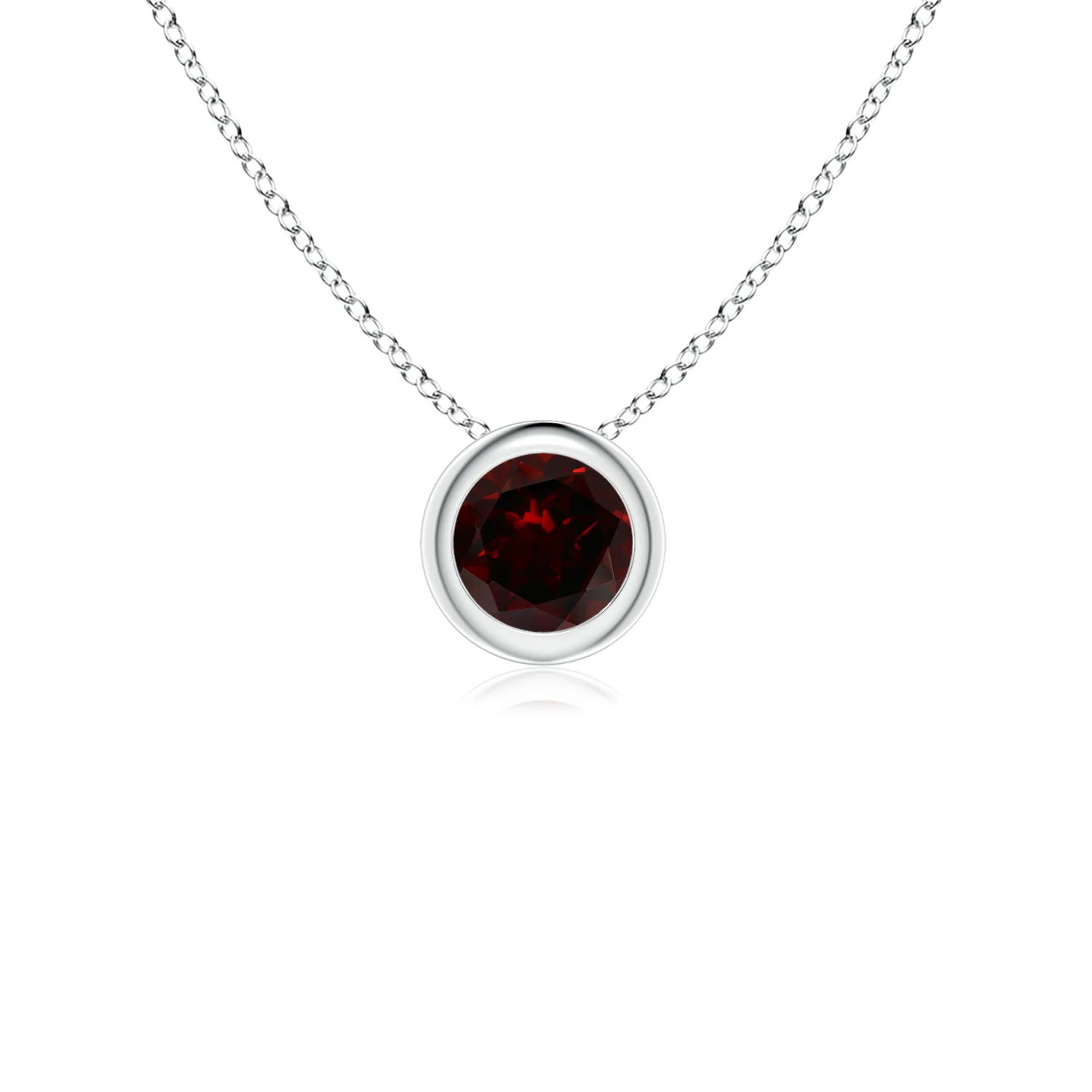 Angara Natural Bezel-Set Round Garnet Solitaire Pendant in 925 Sterling Silver