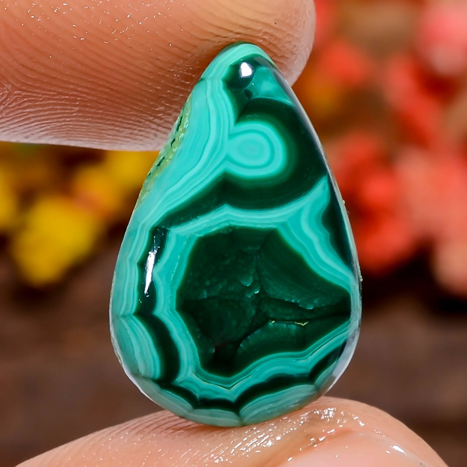 Malachite Pear 9Ct Loose Polished 18X11X2mm Bracelet Green Africa Loose Natural