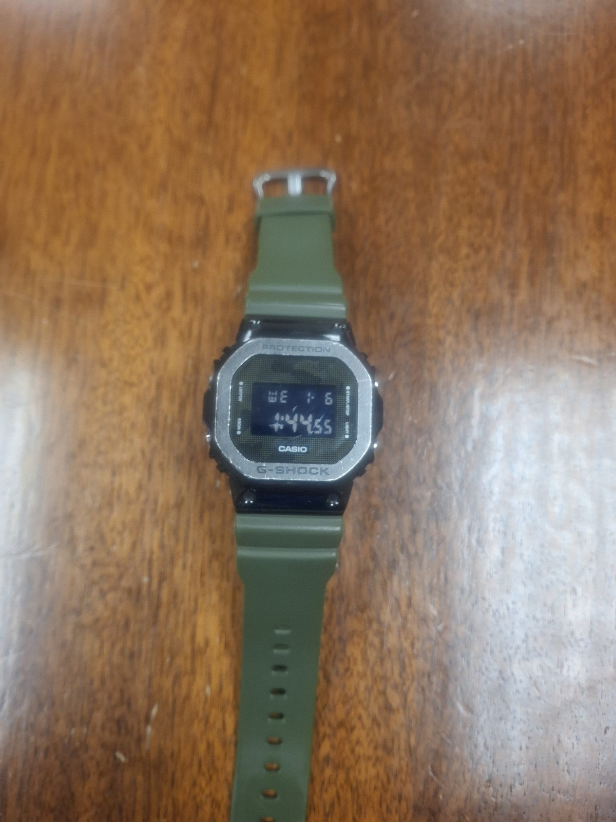 Casio G-shock GM-5600B Negative Display Metal Bezel Green Band Watch