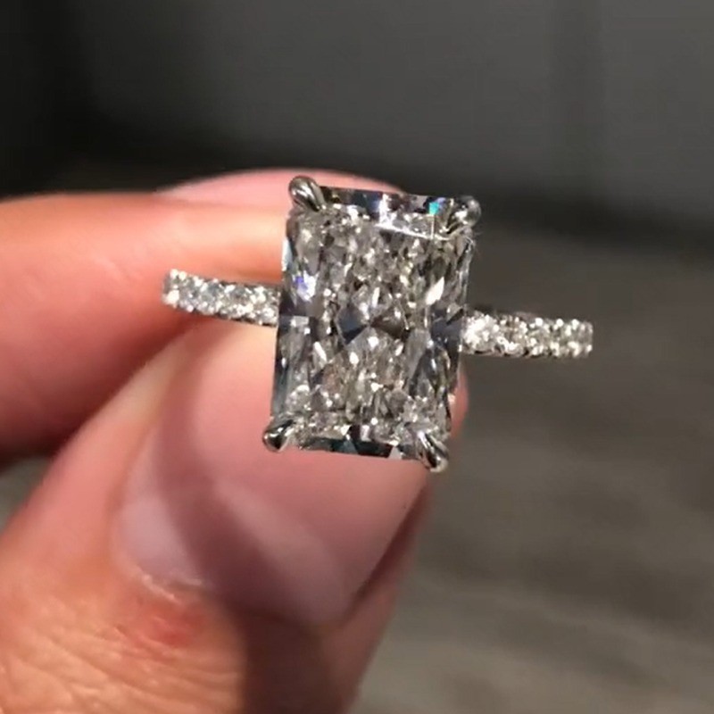 5.30CT Radiant Cut Lab-Grown Diamond 14k White Gold Women’s Hidden Halo Ring