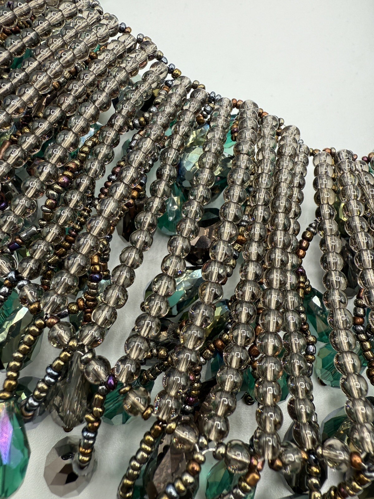 Rara Avis by Iris Apfel Beaded WATERFALL Necklace – GREEN $299 RARE NWTS