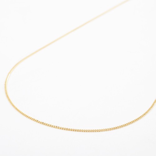 18K Solid Yellow Gold 0.8mm Slim 2-Sided Curb Link Chain Necklace 16.5″ MIJapan