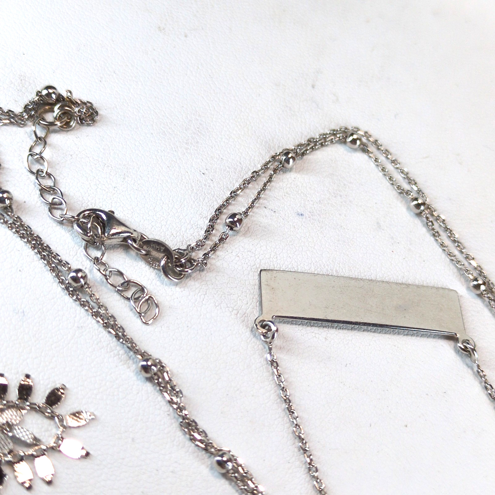 925 Sterling Silver Double Layer Ball Chain ID Tag Necklace 13″-15″ AHM Italy