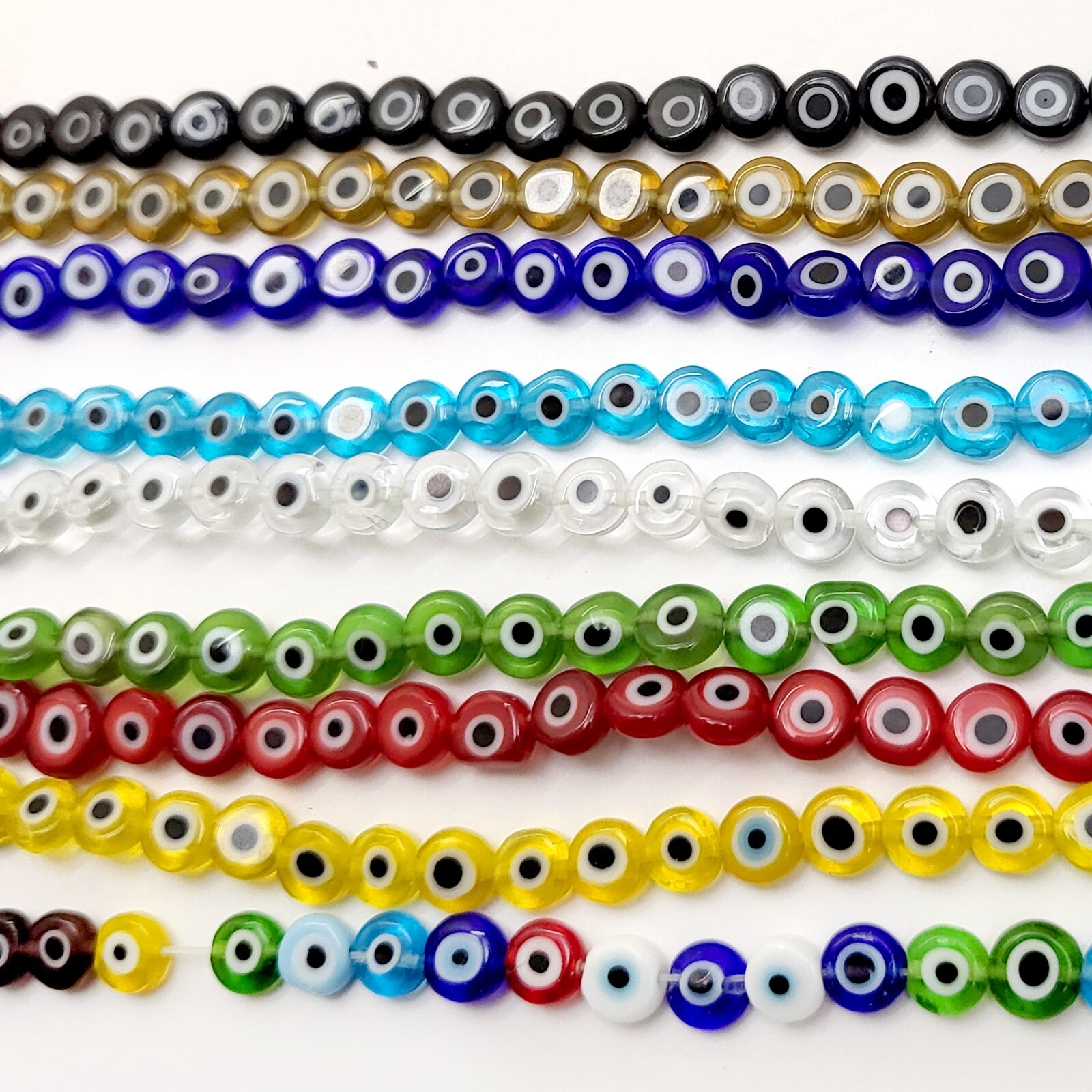 9 Color Evil Eye Disc Coin Spacer Loose Bead Flat Round 15″ 4mm 6mm 8mm 10mm