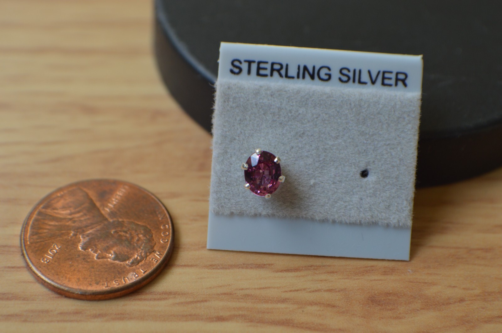 SINGLE EARRING One 0.36ct Neon Pink Tourmaline Solitaire Sterling Silver 5x4mm